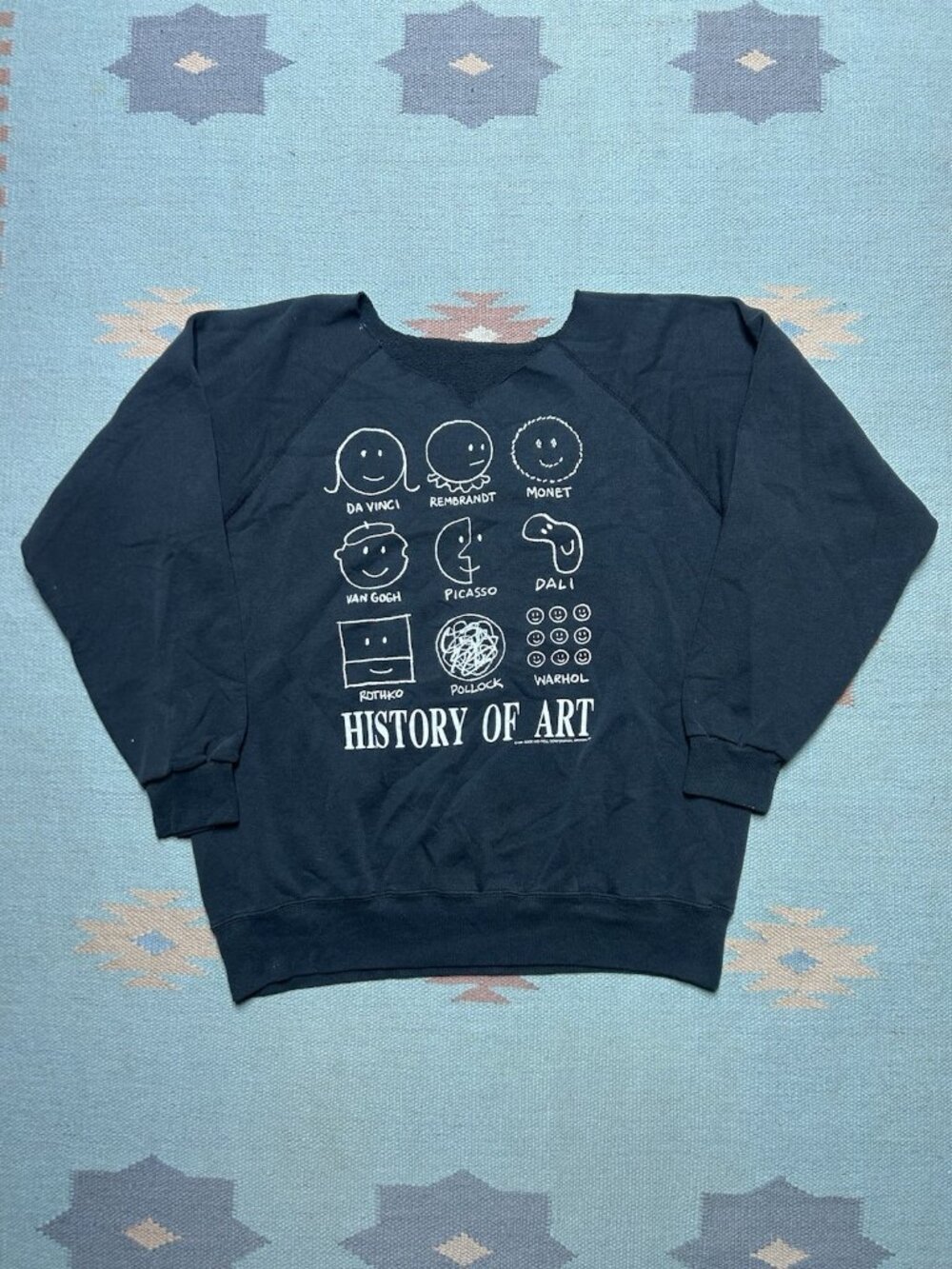 Vintage 90s pullover sweatshirt history of art Warhol Picasso Dali chopped large